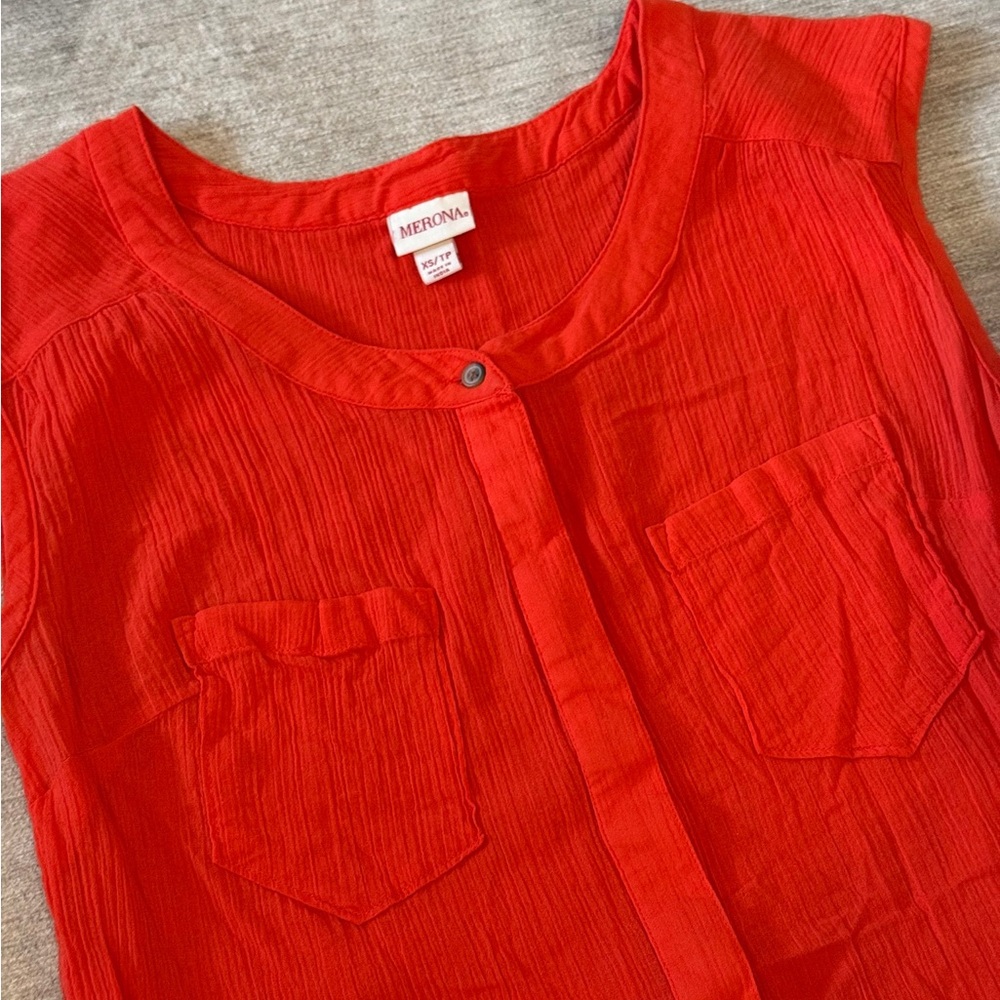 Red Buttoned Blouse - Picture 2 of 5